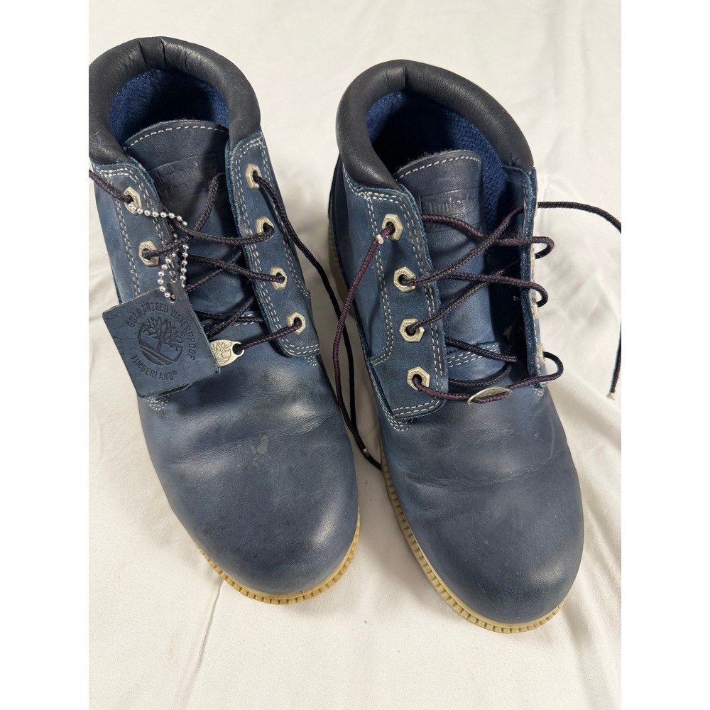 Timberland Mens Waterproof Leather Chukka Boots Navy Blue Size 10M Hiking nubuck